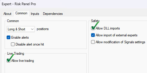 Screenshot of Risk Panel Pro — MT4 Expert Advisor